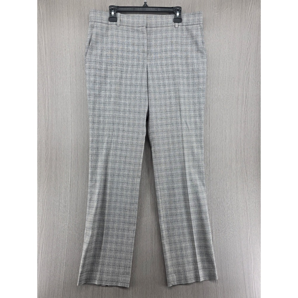 Ann Taylor Plaid Straight Leg High Rise Trouser Dress Pants Womens 12 Tall